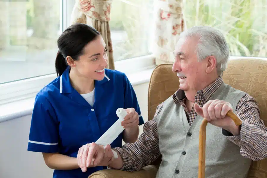 closeup view injury care home concept